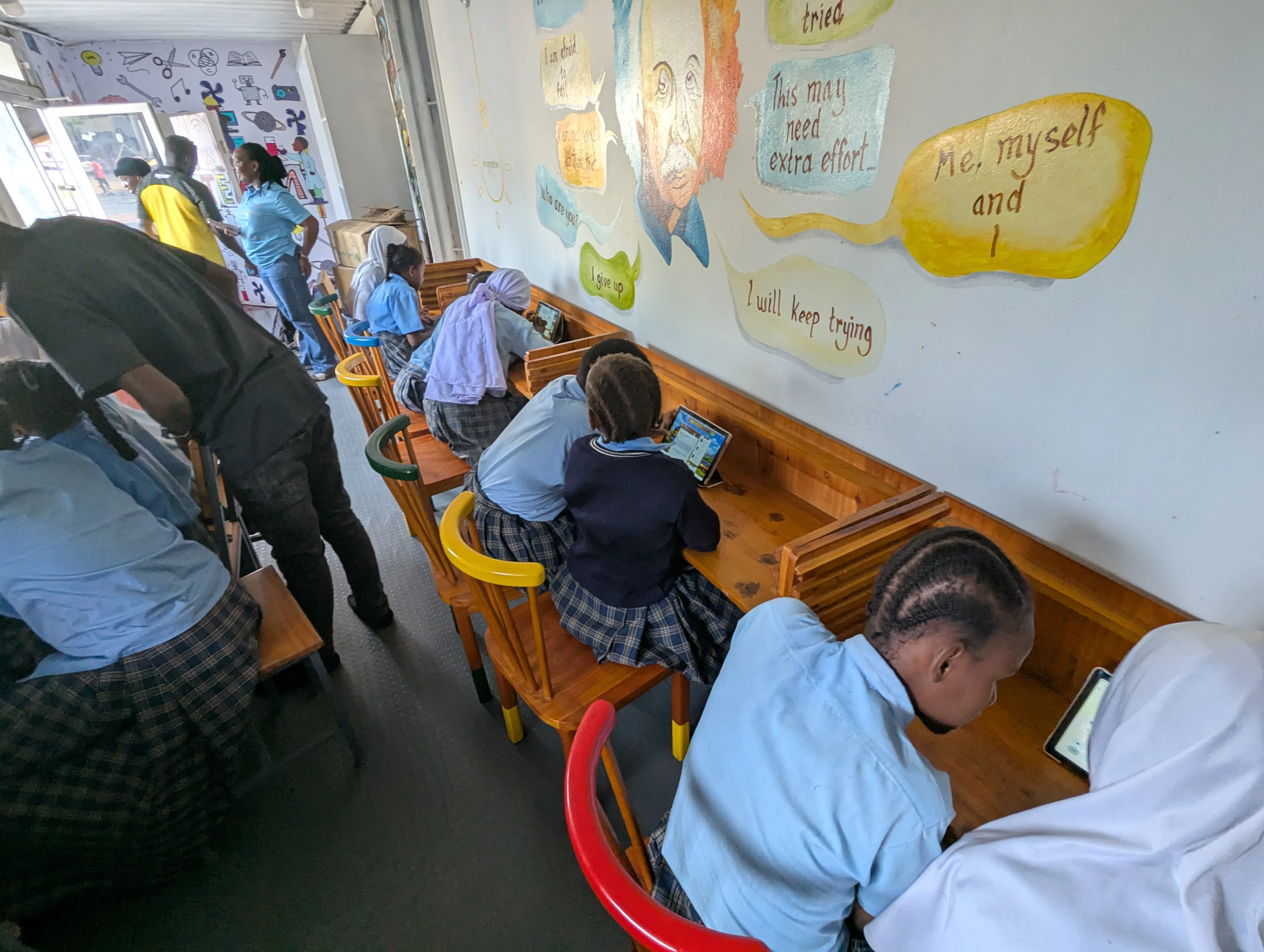 Diamond Primary School girls learning in class